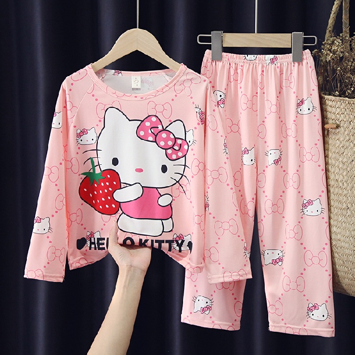 Bộ Đồ Ngủ Tay Dài Chất Cotton In Họa Tiết Hoạt Hình Phong Cách Hàn Quốc Thời Trang Cho Bé Trai Và Gái
