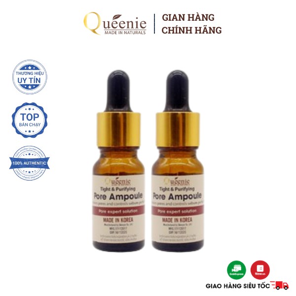 Bộ đôi tinh chất se nhỏ lỗ chân lông Queenie AC Pure trải nghiệm 10ml