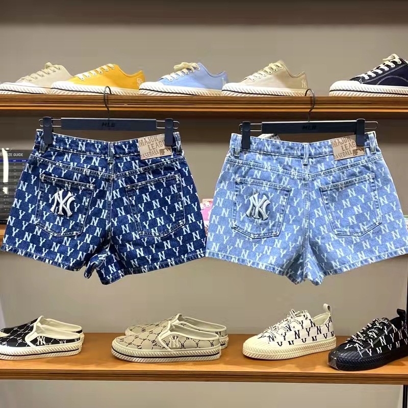 MLB Quần Short Denim Lưng Vừa Dáng Chữ A Phong Cách Thời Trang Mùa Hè 2022 Cho Nữ