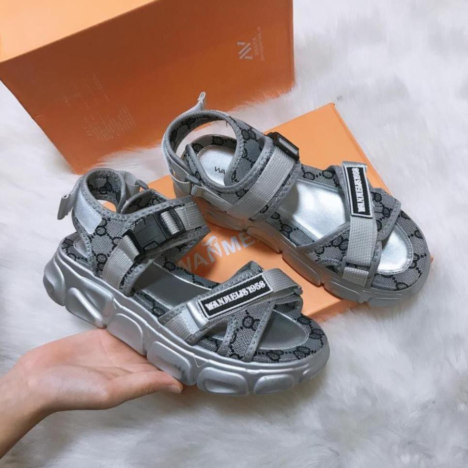 Giày Sandal Giầy Nữ Đẹp Giá Tốt Chất Lượng Họa Tiết Xám Bóng Thoải Mái Ảnh Giống Hình