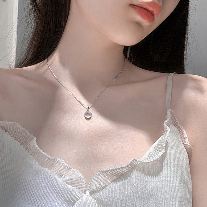 Vòng cổ Mặt Đá Ngọc Bích Trắng Trong Suốt Cao Cấp Sang Trọng Dành Cho Nữ
