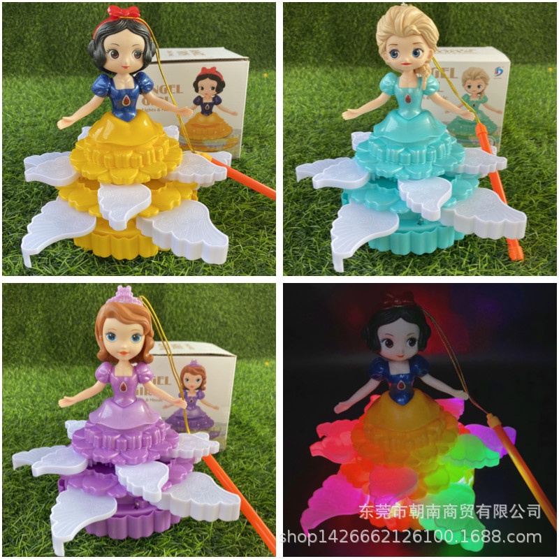 Đèn lồng Trung Thu Công chúa Elsa, Anna, Bạch Tuyết xoay 360 độ có nhạc và đèn - Tặng thêm pin