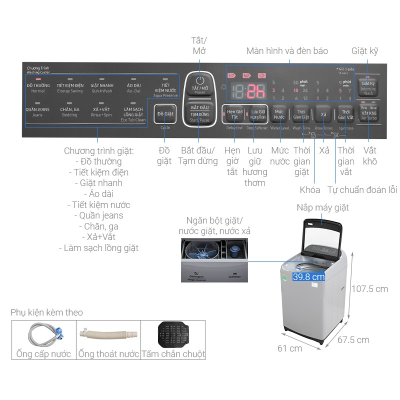 Máy giặt Samsung cửa trên 10 kg WA10T5260BY/SV