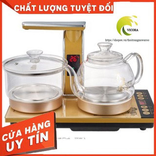Thuỷ Tinh - Bộ Ấm Đun Nước Thuỷ Tinh Pha Trà Tự Động Bơm Nước Bộ bếp điện đun nước pha trà hoàn toàn tự động cảm ứng