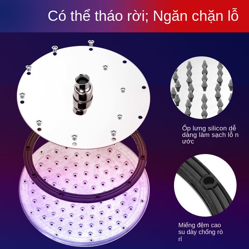 Đầu vòi sen tăng áp Jiumuwang, rượu hoa, phun mưa lớn, bộ nước nóng lạnh gia dụng