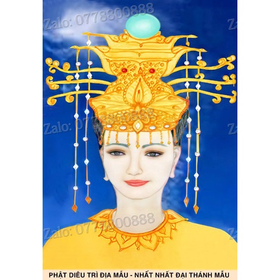 Tranh gắn đá đính kín toàn bộ Mẹ Mẫu, , Phật Diêu Trì Địa Mẫu