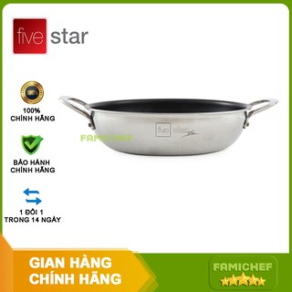 Chảo inox chống dính 3 đáy 2 quai FiveStar FS22CD2Q 22cm