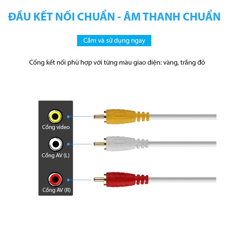 Cáp loa AV 6 đầu bông sen (AV/RCA) dài 1.5m - 10m dây đúc liền mạch và co giãn tốt, đầu cắm mạ vàng