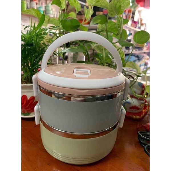 Hộp Đựng Cơn Giữ Nhiệt  2 Tầng ion - CÀ MEN 2 TẦNG SIÊU CHẮC CHẮN BỎ ĐƯỢC LÒ VI SÓNG