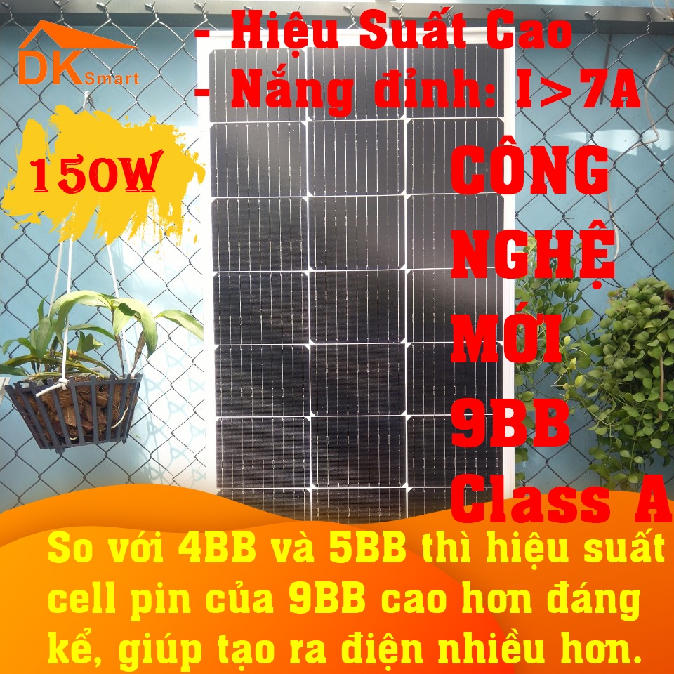 ▫🔥 CÔNG NGHỆ MỚI 9BB Tấm pin năng lượng mặt trời 150W mono HIỆU SUẤT CAO NHẤT tặng jack MC4