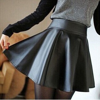Chân váy da xếp ly tôn dáng quyến rũ