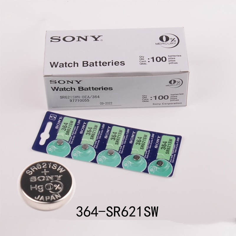 Vỉ 5 Viên Pin Sony 364 - SR621SW dành cho đồng hồ (Loại tốt)