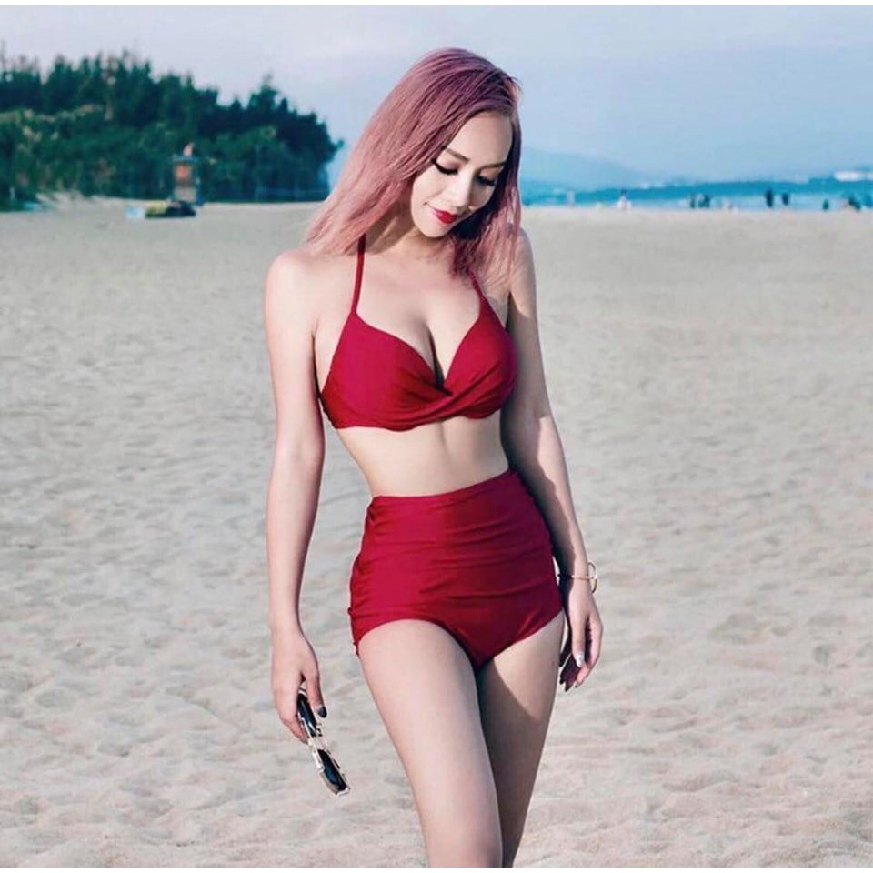 Bikini đi biển cho nữ 2 mảnh xoắn ngực nhiều màu, có gọng Bikini191