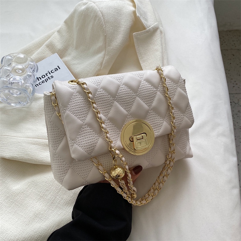 Túi Đeo Vai Hình Vuông Cỡ Nhỏ Họa Tiết Hình Thoi Phối Dây Xích Thời Trang Cho Nữ