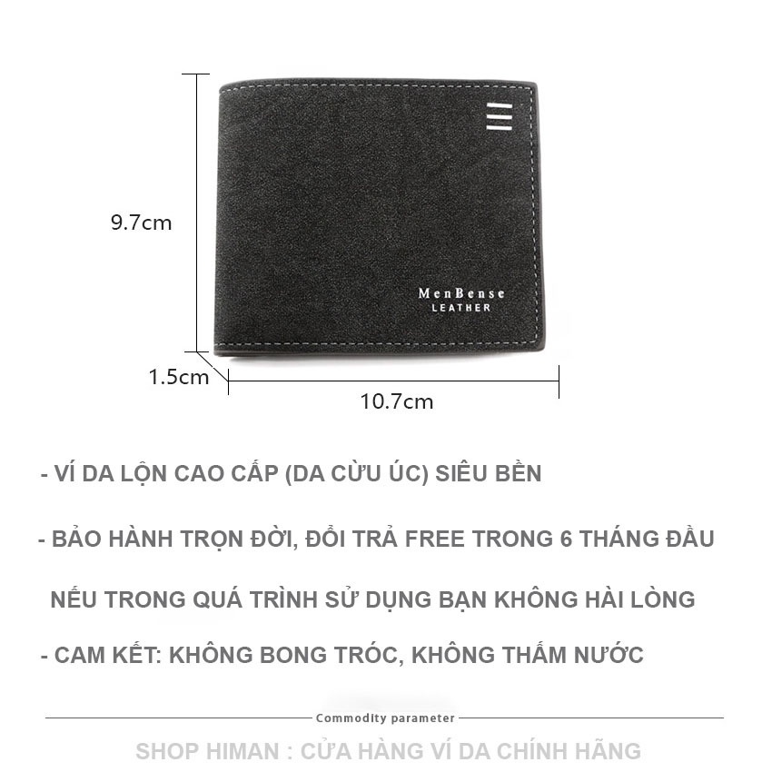 Ví nam nữ unisex mini thời trang dáng đứng ngang bóp da lộn cao cấp đẹp nhỏ gọn giá rẻ HIMAN VN150 ®️