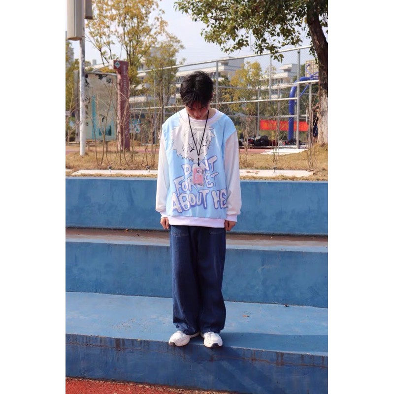 Quần bò jeans ống rộng chiết gấu oversize xanh đậm Ulzzang hip hop siêu chất ❤️