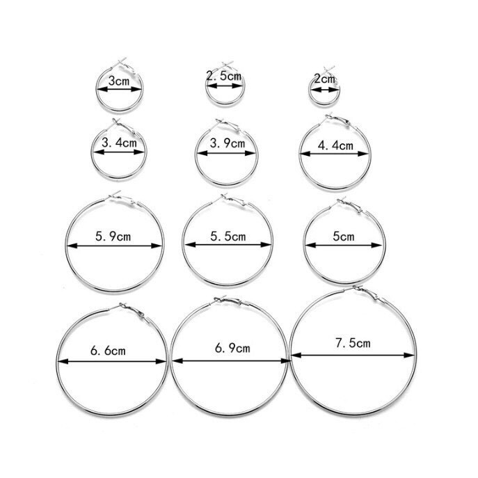 set 12 khuyên tròn nhiều size xi bạc cá tính