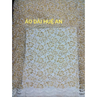Ren chỉ trắng dệt kim tuyến vàng kim mềm đẹp may áo dài, váy đầm.... đơn vị tính 1m