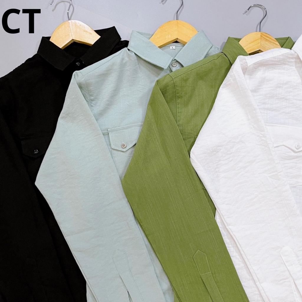 Áo Sơ Mi Nam Dài Tay Màu Basic Phối Túi Hộp Lịch Lãm Sang Trọng Lịch Sự Hot Trend - SM 365 TUI HOP MAU BASIC