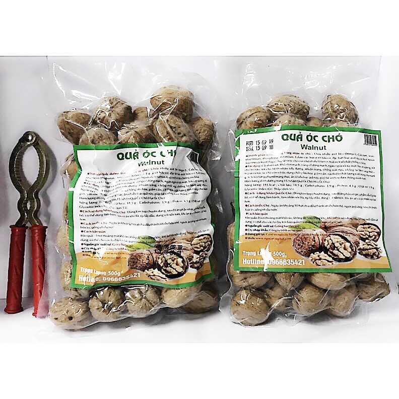 Combo 2 Túi Hạt Óc Chó Mỹ Nguyên Vỏ Vũ Phát (500g/túi) + Kềm Kẹp Tách Hạt