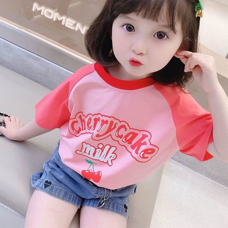 Áo Thun bông Tay Ngắn Dễ Thương Cho Bé Gái 0-9 Tuổi