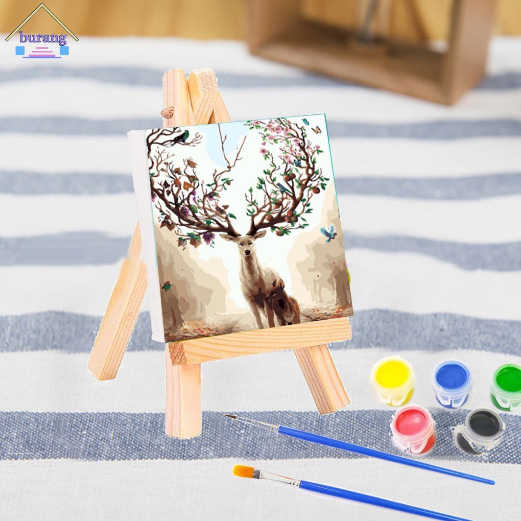 Set 5 giá vẽ + 5 tấm vải vẽ canvas trống kích cỡ mini nghệ thuật dành cho trẻ em