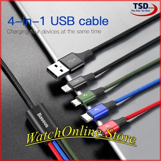 Dây cáp sạc đa năng Baseus Rapid 4 in 1 Type-C, 2 Lighning, Micro USB, cho iPhone/ iPad