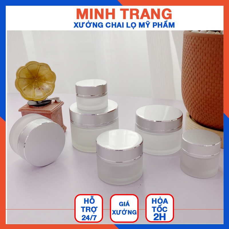 Hủ Đựng Kem 🏵️ Hũ Chiết Mỹ Phẩm Thủy Tinh Mờ Nắp Bạc 30g/50g Dùng Đựng Kem Face/Muối Spa/Bột Nghệ/Bột Dưỡng Thể