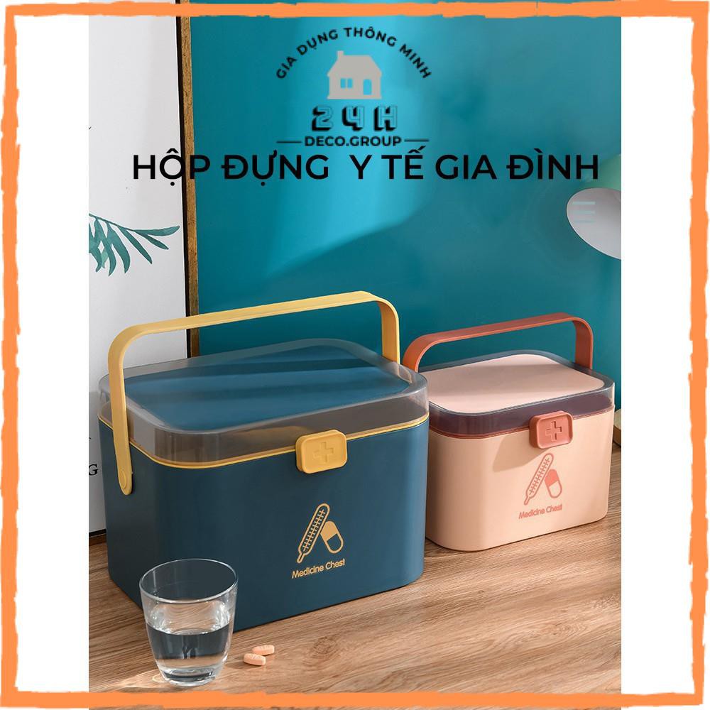 [👉FREESHIP👉] Hộp thuốc ý tế gia đình 2 tầng - Nhựa cao cấp , 2 tầng có khay , quai xách tiện lợi (Mầu ngẫu nhiên)