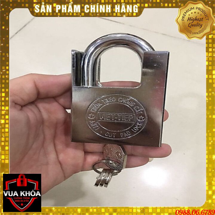 Ổ khóa cửa treo Việt Tiệp hợp kim chống cắt màu trắng⚡FREE SHIP⚡ Khóa cần chìa chống quên chìa. hợp kim thép cao cấp