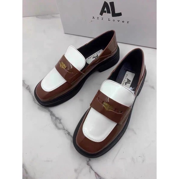 Giày oxford mũi vuông phối màu