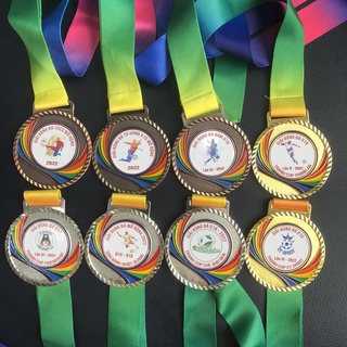 Huy chương thể thao ️🎖️ THIẾT KẾ MẶT HUY CHƯƠNG THEO YÊU CẦU🎖️ 3 màu vàng, bạc, đồng, kèm dây đeo.