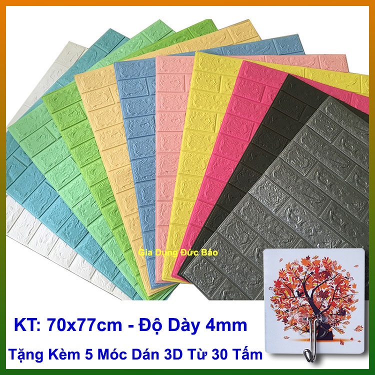 Xốp Dán Tường Giả Gạch 3D Loại Dày 4mm - Khổ Lớn 70x77cm Chống Ẩm Loại 1 Siêu Dính