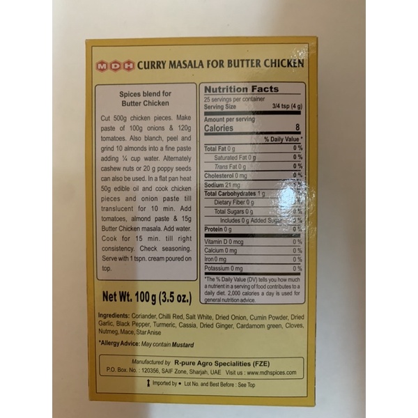 Bột gia vị Ấn Độ nấu món gà bơ 100gm