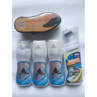 Xi Đánh Giày Hữu Liên 50ml (2 Chai Trắng,Không Màu) + Chai Cleaner,Hộp Sáp