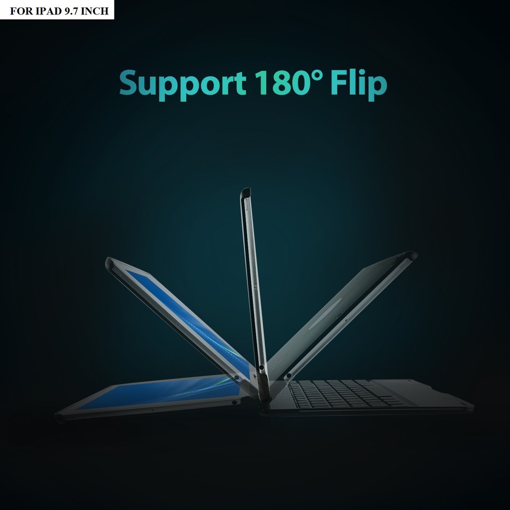 Bàn phím Bluetooth xoay 360 độ cho iPad Air 2, iPad Pro 9.7, New iPad 2017, ipad air - 7 màu đèn cho bàn phím- màu đen | BigBuy360 - bigbuy360.vn