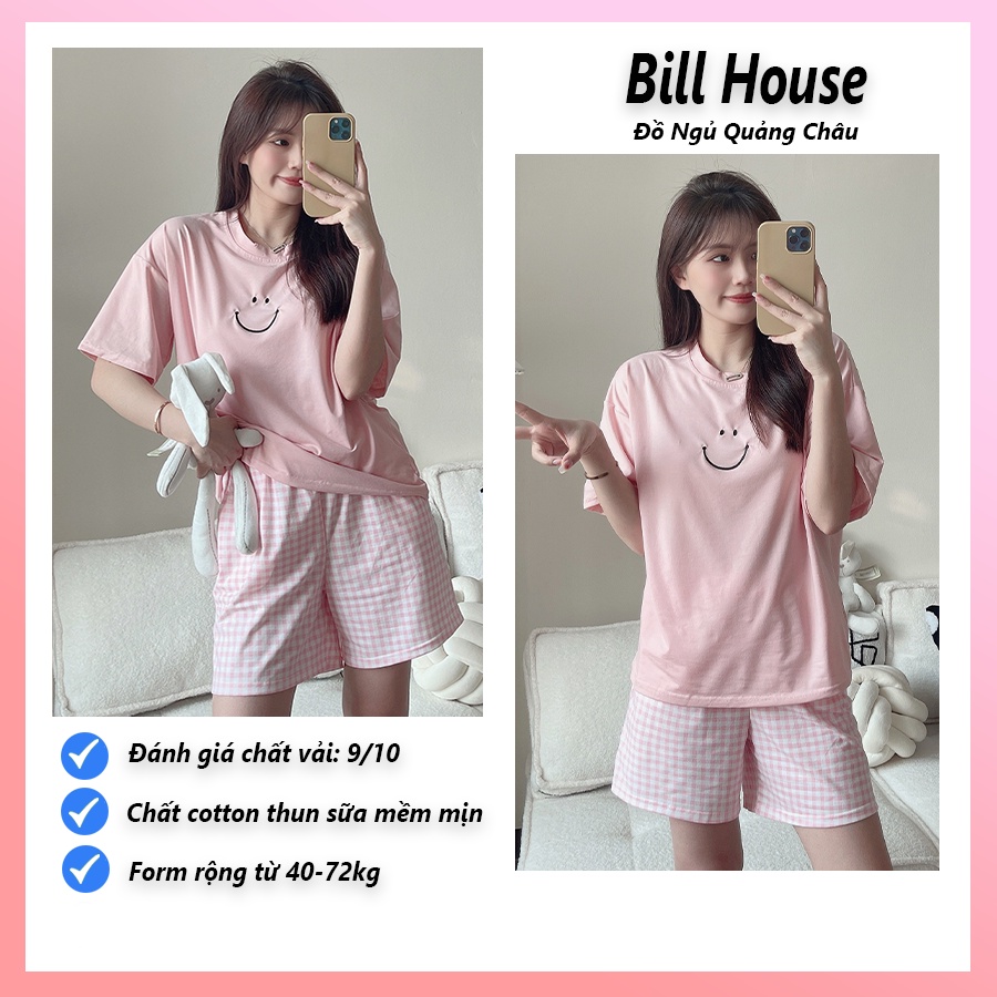 Đồ bộ nữ mặc nhà dễ thương quần caro bigsize mùa hè cao cấp chất cotton sữa mềm mịn BC05