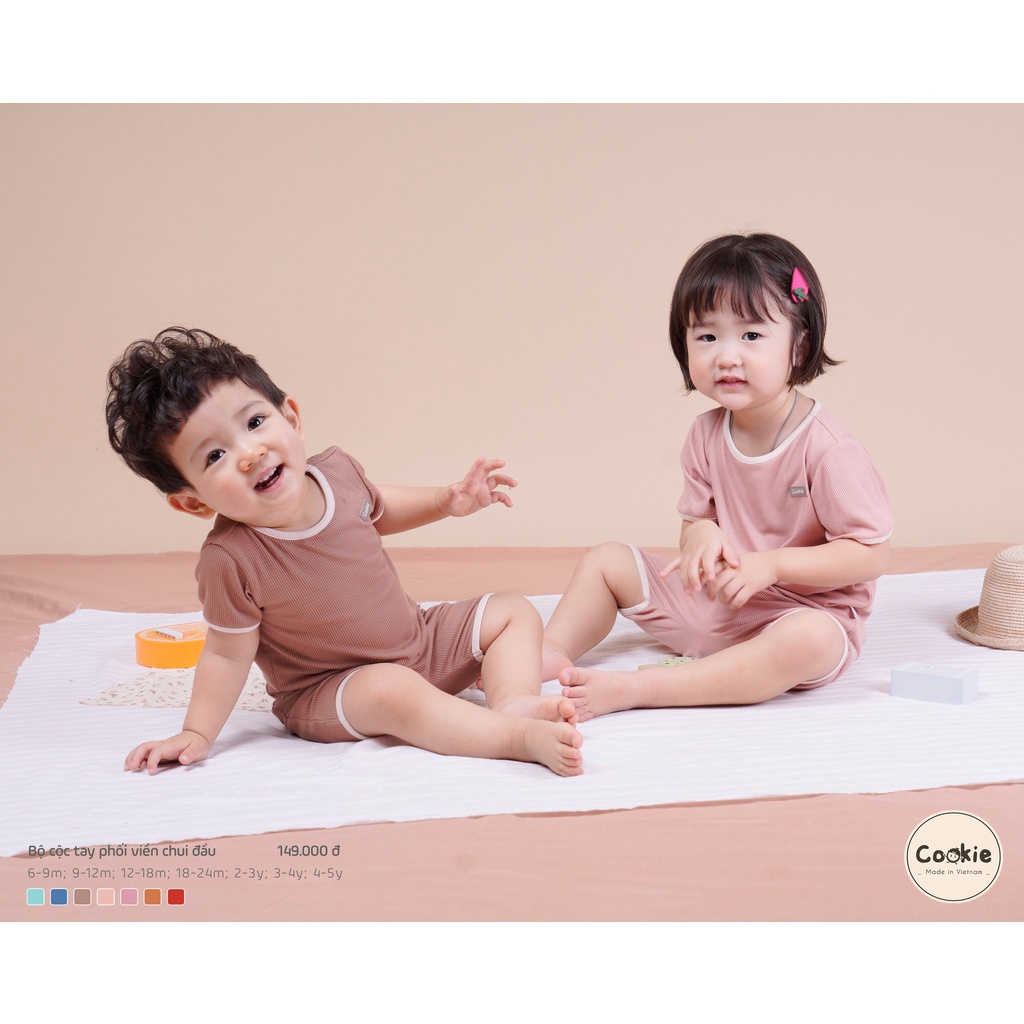 COOKIE Bộ cộc tay chui đầu phối viền