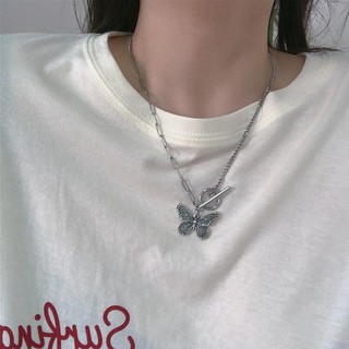 Bộ Dây Chuyền Mặt Hình Bướm Đính Đá Phong Cách Vintage Hàn Quốc