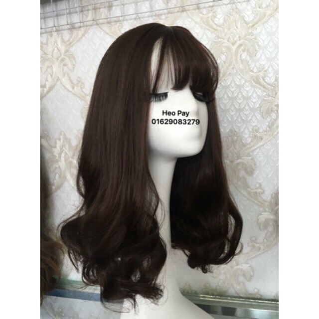 Tóc giả cả đầu ❤️FREESHIP❤️ cả đầu xoăn 40cm - bấm phồng