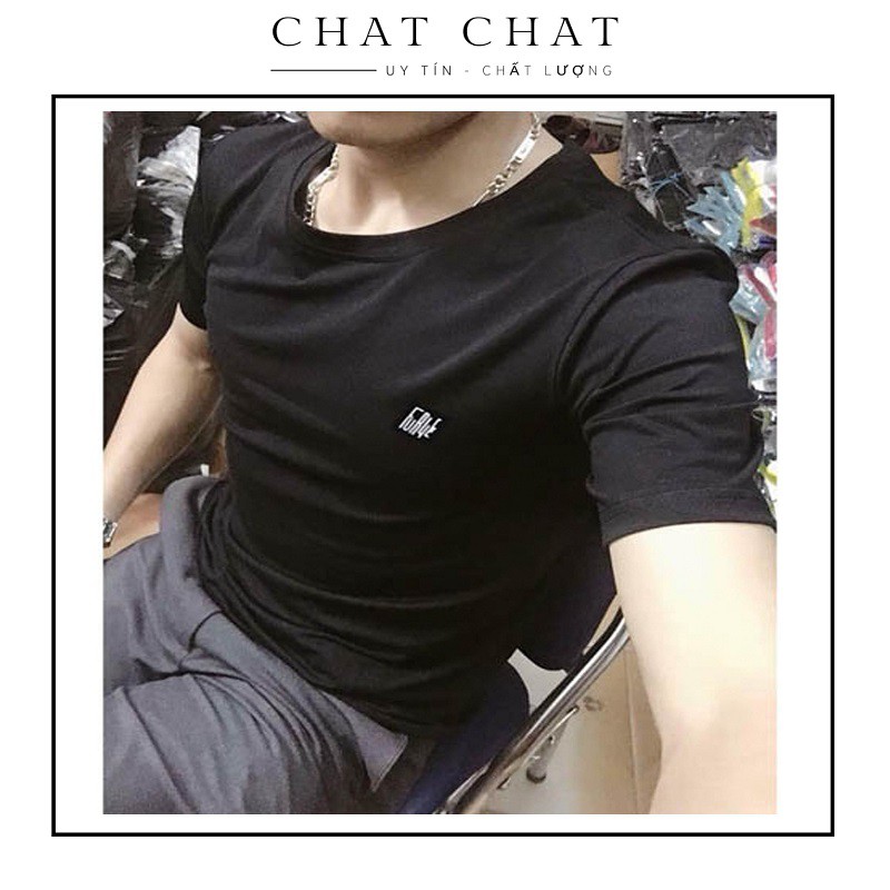 Áo thun nam, Áo Phông Nam ngắn tay, trơn cổ tròn màu ĐEN cao cấp CHAT CHAT SHOP