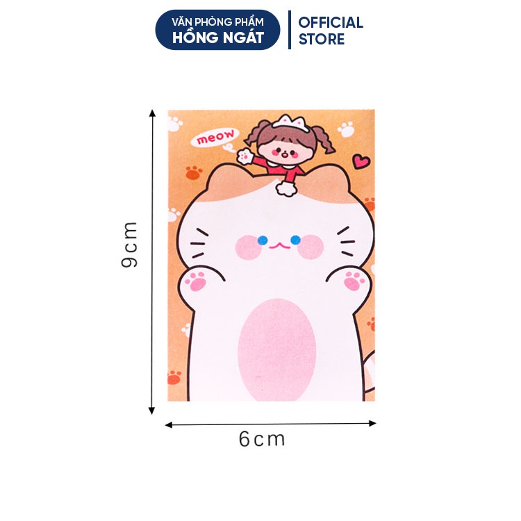 Giấy note cute hoạt hình HCN, giấy ghi chú dễ thương nhỏ gọn nhiều màu 80 tờ đồ dùng học tập văn phòng phẩm GN04