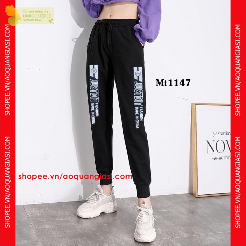 Quần Thể Thao Nam Nữ (Size S, M dưới 54 kg) chữ Just Mt1147 rẻ đẹp