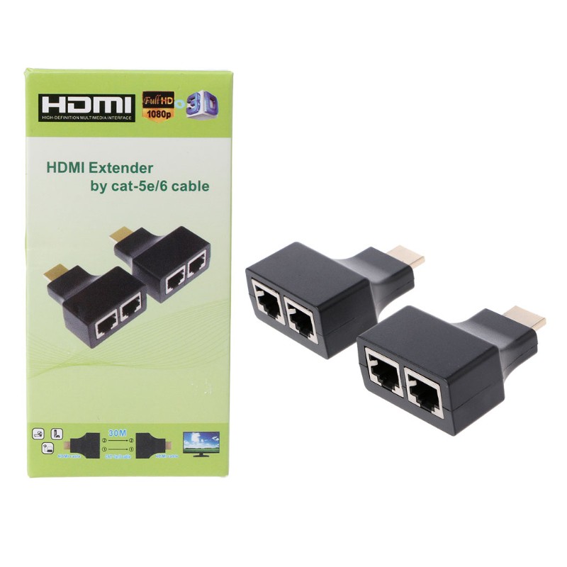 Giắc chuyển cổng HDMI sang 2 RJ45 CAT5E CAT6 UTP LAN Ethernet 1080P HDMI