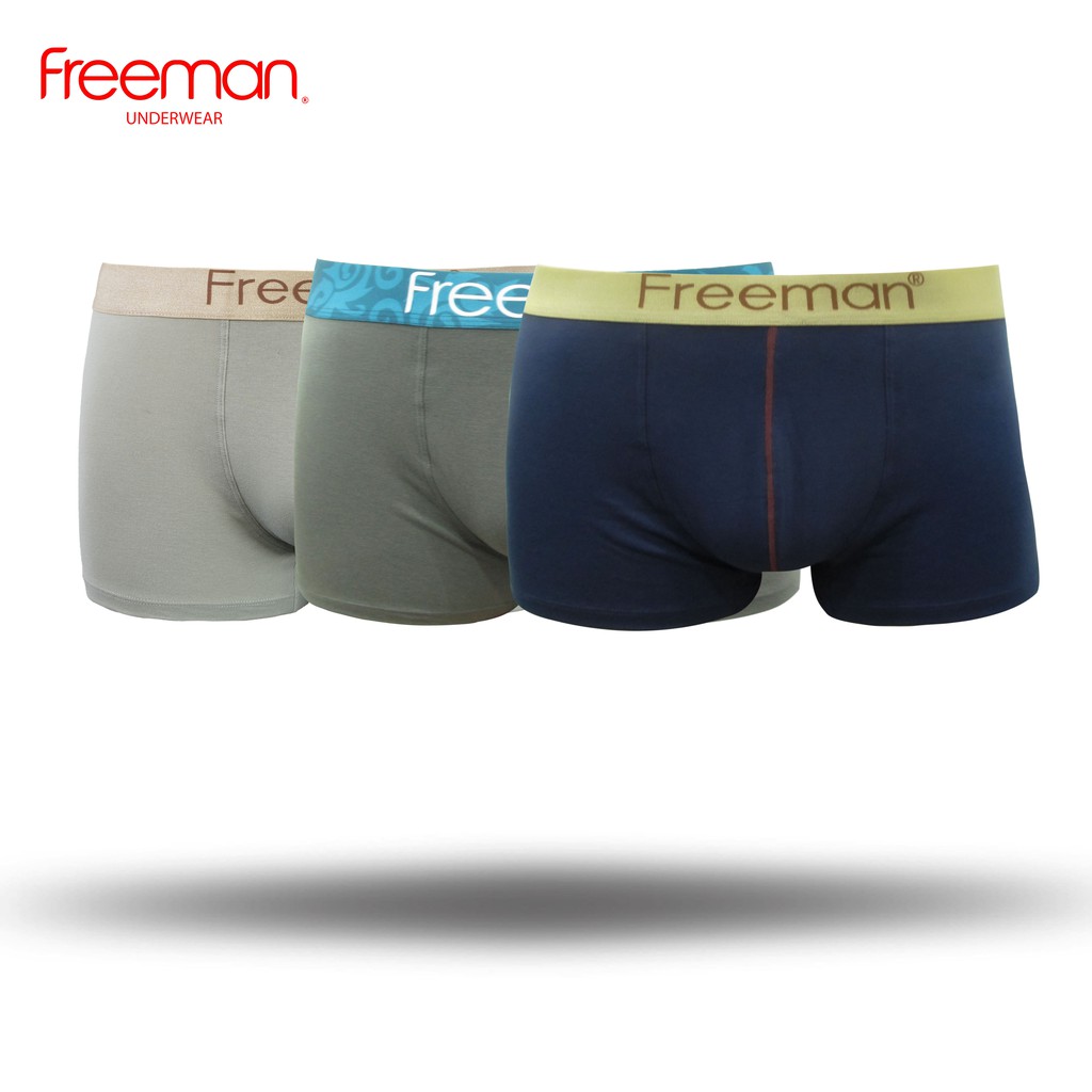 Quần lót nam cotton boxer Freeman [Combo 3] BO502 - Giao combo đai lưng kiểu ngẫu nhiên