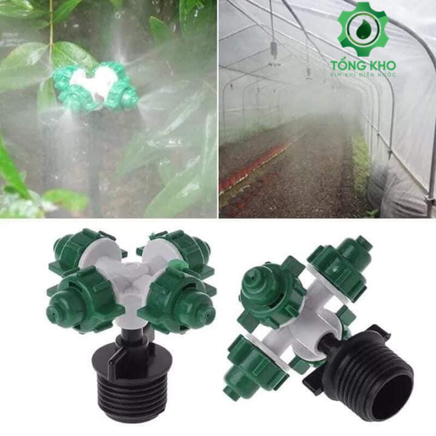 Béc phun sương màu xanh 4 hướng chân ren 21mm - Tổng kho kim khí điện nước