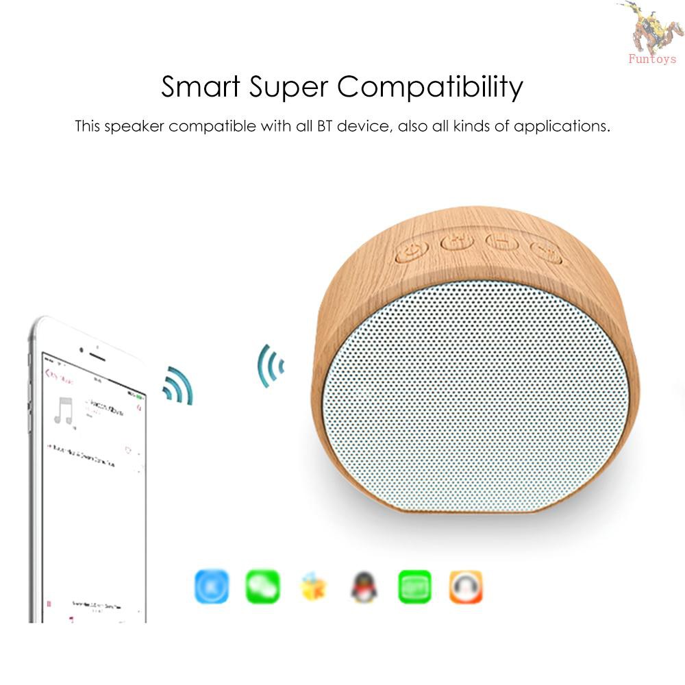 FUN Retro A60 Wood Grain Wire-less BT Speaker Sound Box Support AUX TF Card USB Powered Built In 600mah Rechargeable Batterys Compatible with Android / iOS Mini Portable