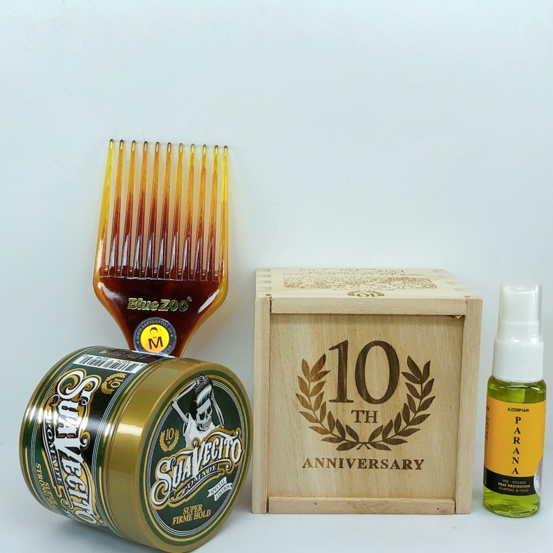 Sáp Vuốt Tóc Nam SUAVECITO Firme Hold Pomade Bản 10 Năm 113g + Xịt Dưỡng Tóc AZENMAN Parana 20ml + Lược Chải Tóc Pomade