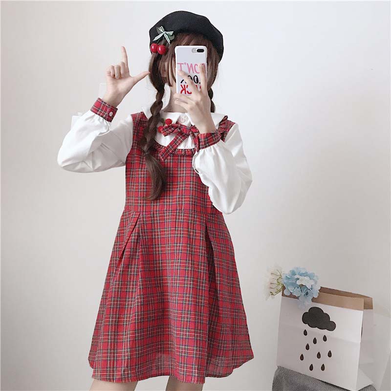 Đầm Váy, đầm dạo phố cổ sen caro , YG5159