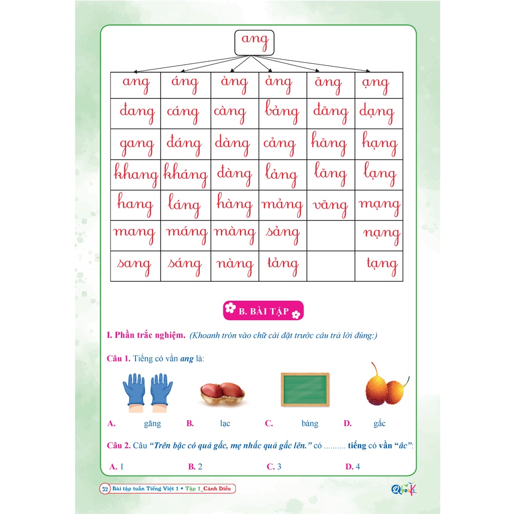 Sách - Bài Tập Tuần Tiếng Việt 1 - Cánh Diều - Tập 1 (1 cuốn)